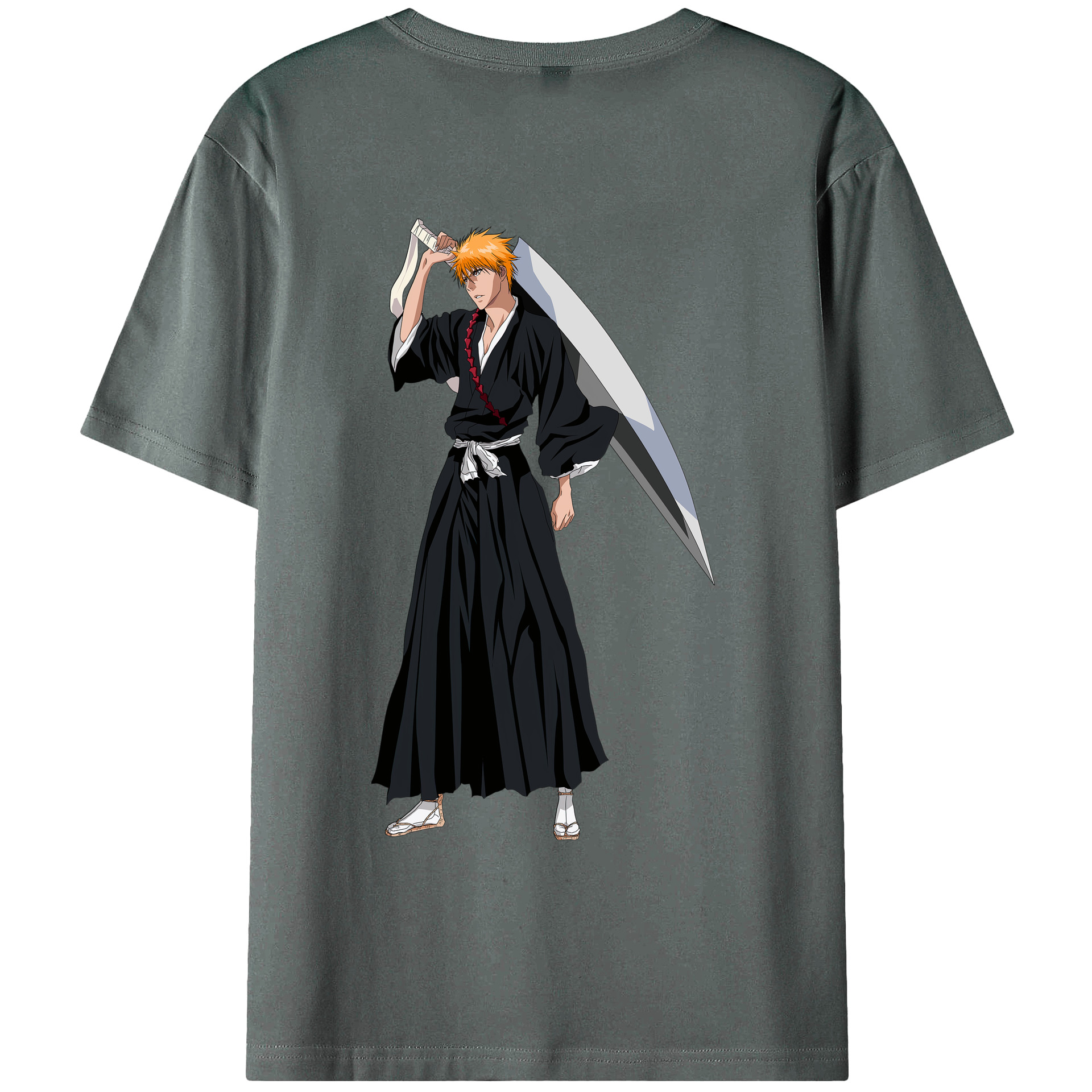 （画像用） ブリーチ 黒崎一護（くろさき いちご）BLEACH Kurosaki Ichigo 綿100％ メンズ半袖Tシャツ（バックプリント） 通気性